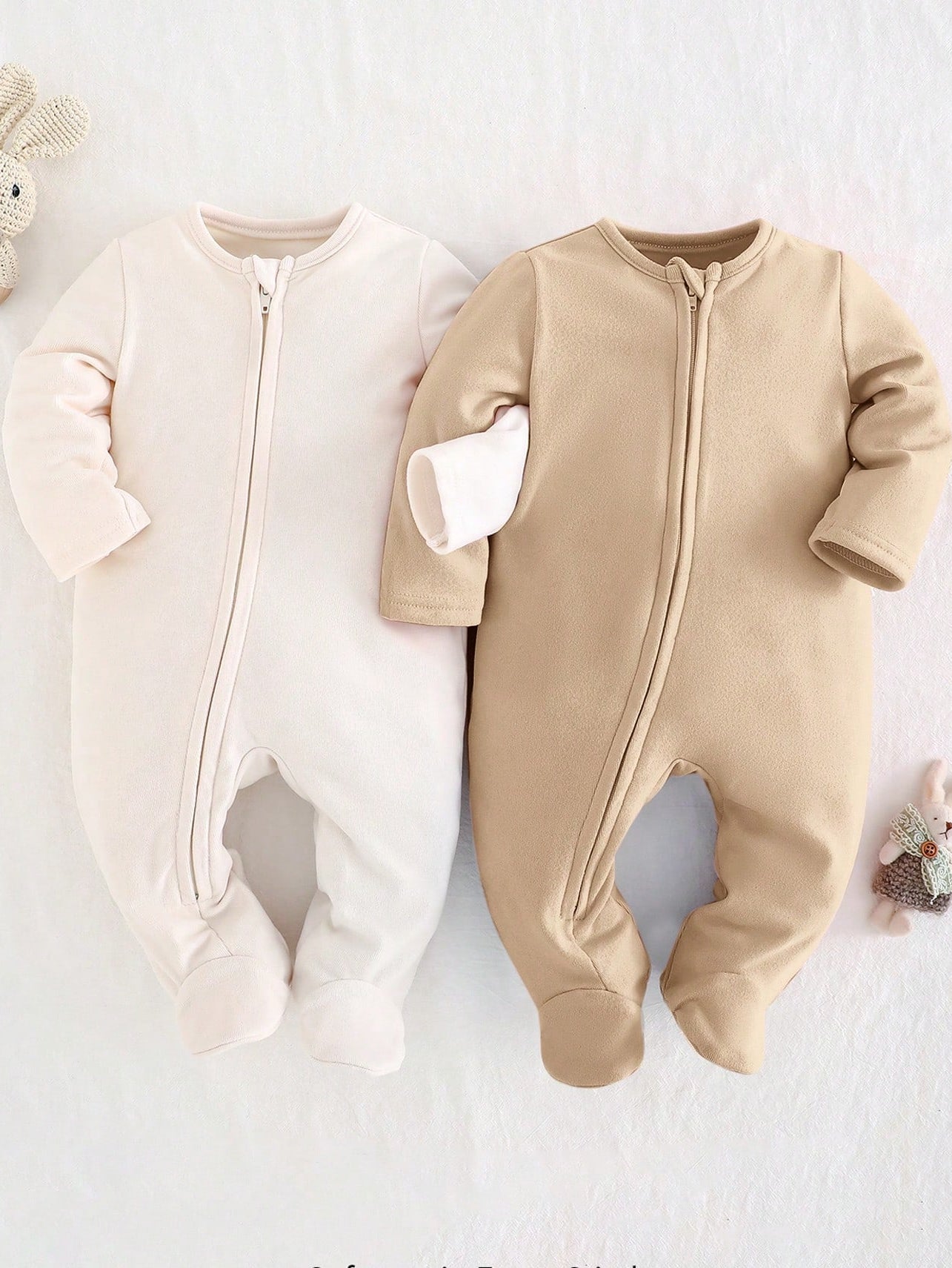 Cozy Pixies Newborn Baby Boy 2Pcs Multipack Long Sleeve Solid Knitted Soft round Neck Long Sleeve Romper with Long Pants, Suitable for Spring, Summer, Autumn and Winter, for Indoor and Outdoor Wear