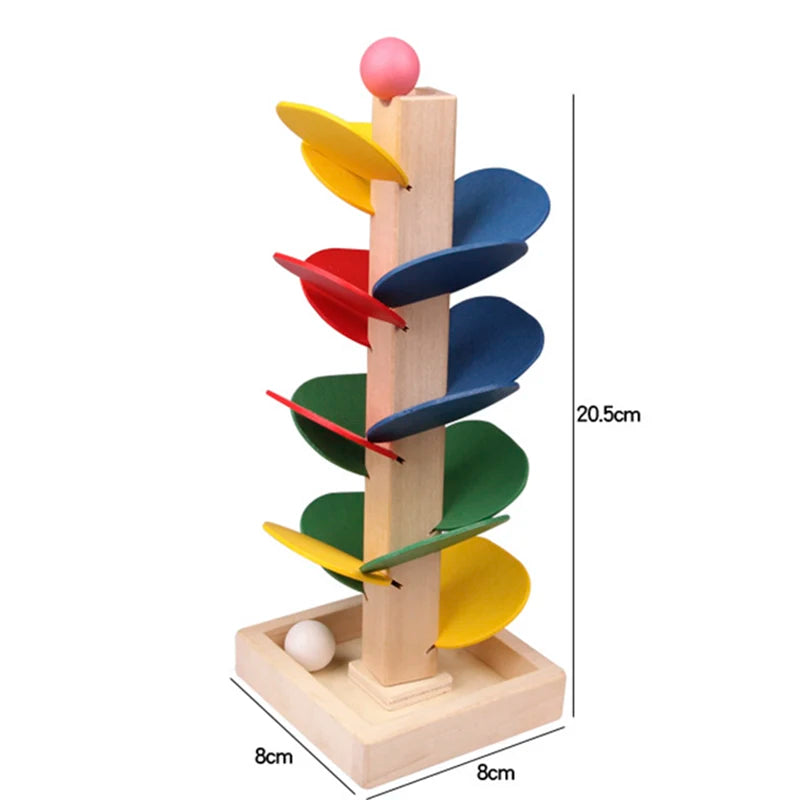 Mini Colorful Tree Marble Ball Run Track Building Blocks Kids Wooden Toys Montessori Learning Educational Toys for Children Gift