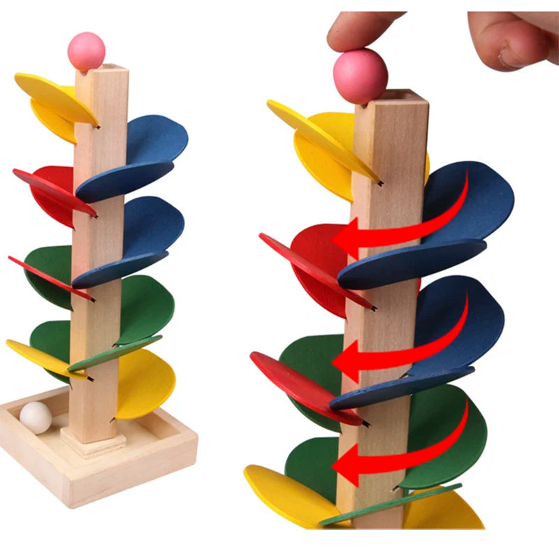 Mini Colorful Tree Marble Ball Run Track Building Blocks Kids Wooden Toys Montessori Learning Educational Toys for Children Gift
