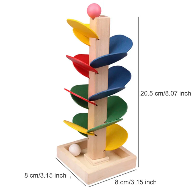 Mini Colorful Tree Marble Ball Run Track Building Blocks Kids Wooden Toys Montessori Learning Educational Toys for Children Gift